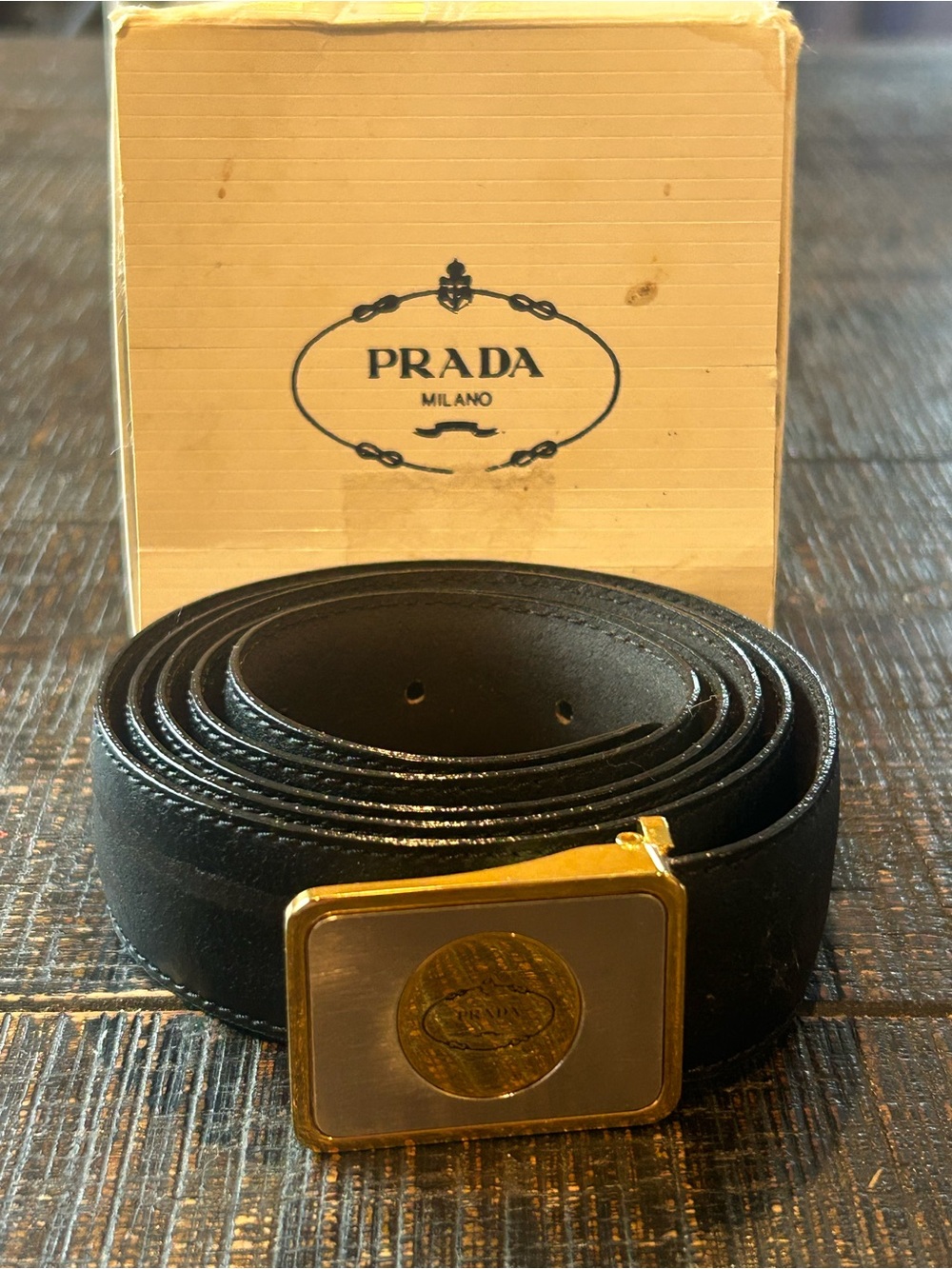 PRADA Milano Men's Black Dress Belt